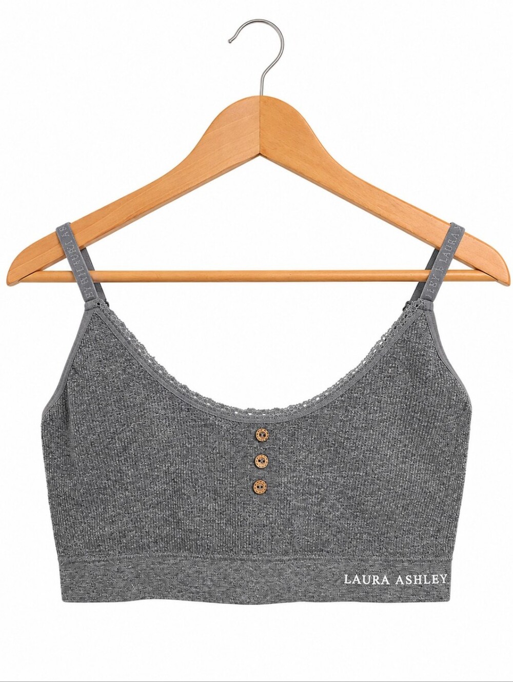 Laura Ashley Gray Ribbed Seamless Bralette Wireless Comfort Bra XL